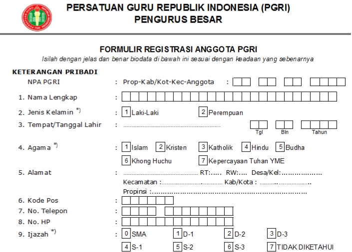 Pendaftaran PGRI Ngaliyan - Persatuan Guru Republik Indonesia Cabang Ngaliyan